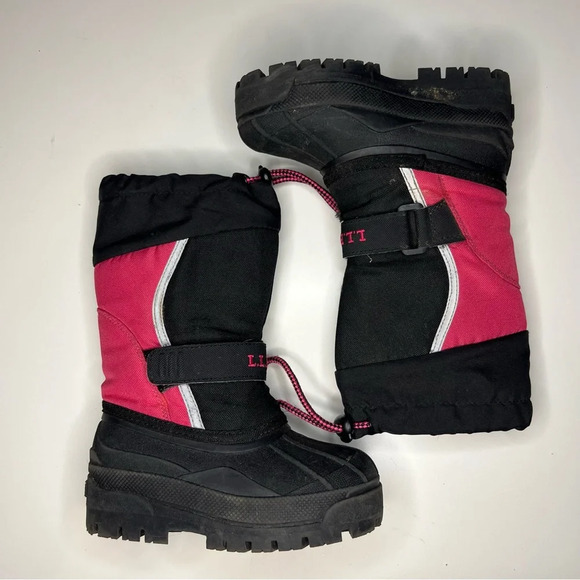 LL Bean Winter Snow Boots Black and Pink Toddler Girl Size 10 GUC see Photos - Picture 1 of 8